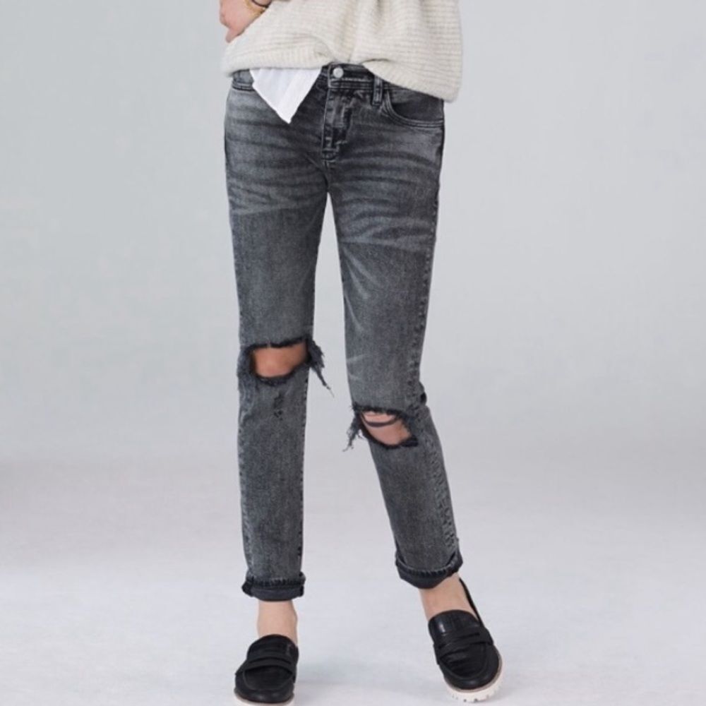 ANTHROPOLOGIE | PILCRO Slim Boyfriend Distressed Black Jeans Women’s Size 25 (0)